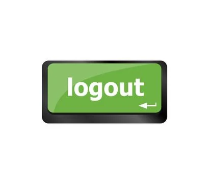 Logout word on computer keyboard keys button Stock Illustration