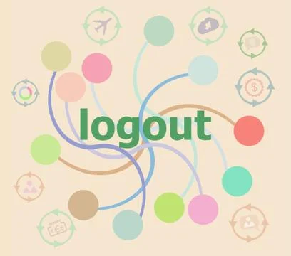 Logout word on digital touch screen. information concept . Futuristic graphic Stock Illustration