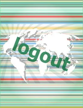 Logout word, hi-tech background, digital business touch screen. concept of ci Stock Illustration