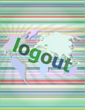 Logout word, hi-tech background, digital business touch screen Stock Illustration