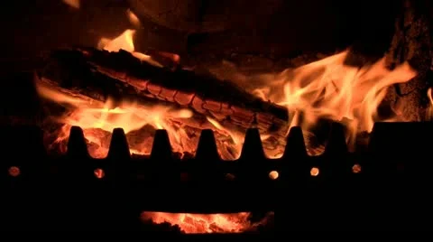 Logs burning on a fire Stock-Footage 12742905