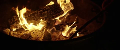 Logs burning on fire Stock Footage 83824051