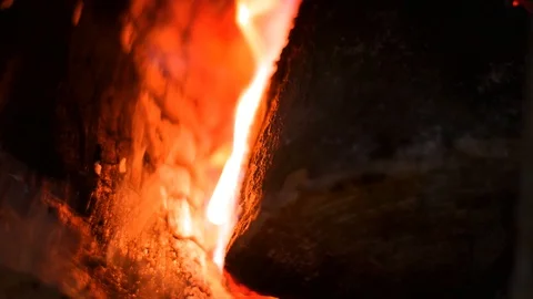 Logs Burning Fire Stock Footage 87698264