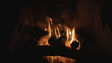 Logs burning in the fire place Stock Footage 85691716