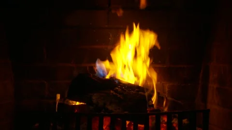 Logs burning in a fireplace Stock Footage 980057