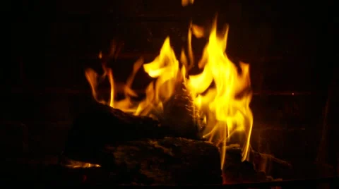 Logs burning in a fireplace Stock Footage 980074