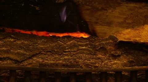 Logs burning in a fireplace Stock Footage 980076