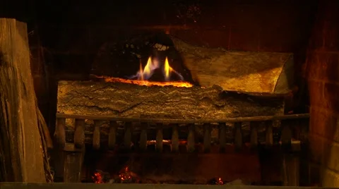 Logs burning in a fireplace Stock Footage 980079
