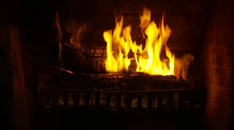 Logs burning in a fireplace Stock Footage 980132