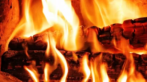 Logs burning in fireplace Stock Footage 51155509