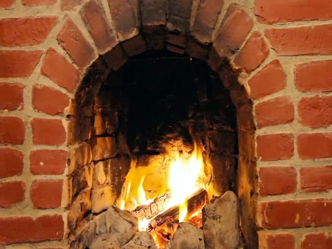 Logs burning in fireplace Stock Footage 82531566