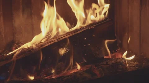 Logs burning on the fireplace Stock Footage 152586158