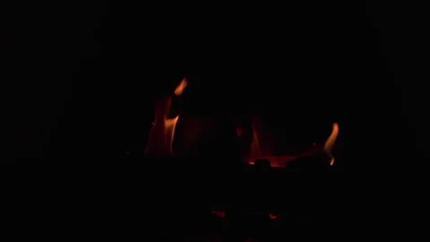 Logs burning in a fireplace - static shot Stock Footage 90473362
