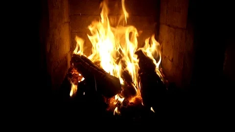 Logs burning Stock Footage 124854320