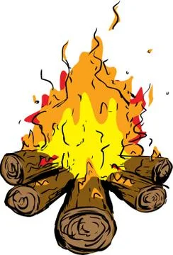Logs with burning hot flames Stock Illustration