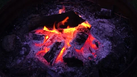Logs on a campfire; dying down 621 Stock Footage 168094559