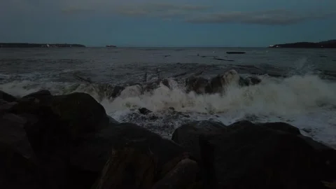 Logs Caught In Muddy Roaring Waves Ocean Stock Footage 201445550