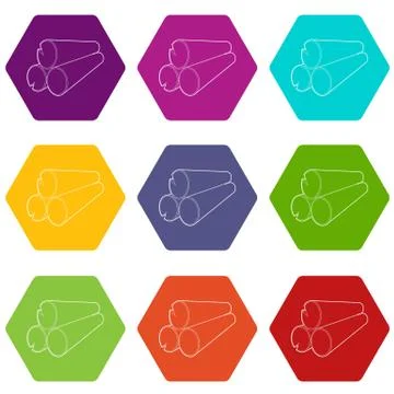 Logs icons set 9 Stock Illustration