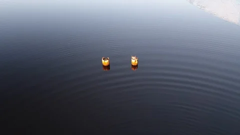 The Logs from the old former bridge sticking out of the water Stock Footage 105923114