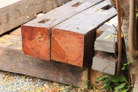 Logs prepare for house construction Stock Photos