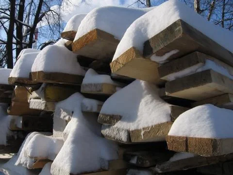 Logs in snow Stock Photos