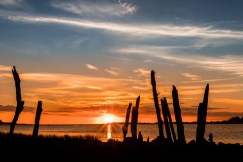 Logs of the Sunset Stock Photos