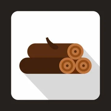 Logs of trees icon, flat style Stock Illustration