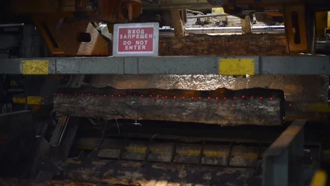 Logs in a woodworking machine Video stock 88471007