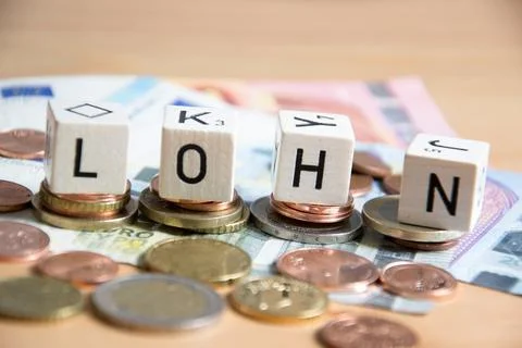 Lohn - german word for salary Stock Photos