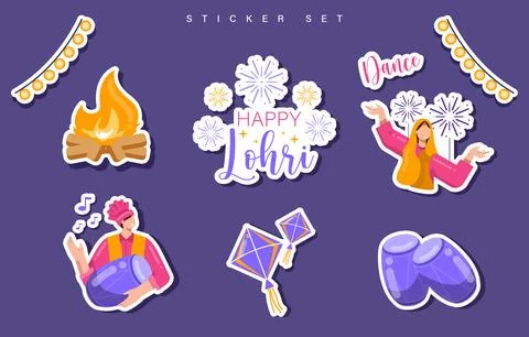 Lohri Sticker Stock Illustration