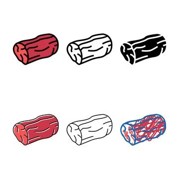 Loin beef color icon vector variety Stock Illustration