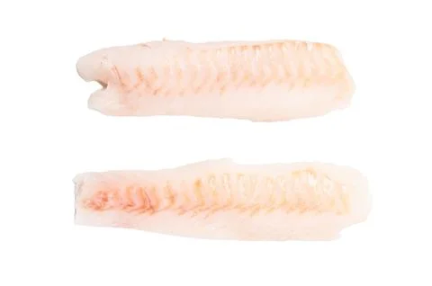 Loin cod fish fillets, ready for cooking raw Boneless whitefish meat isolat.. Stock Photos