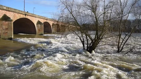 Loire bridge in Nevers Video stock 85324991