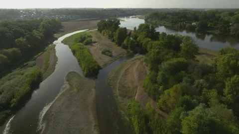 Loire River Aerial Drone Stock Footage 253553243