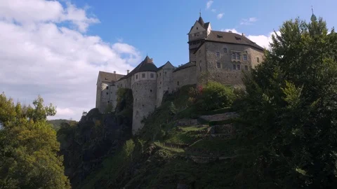 Loket castle on top of the mountain Stock Footage 117675448