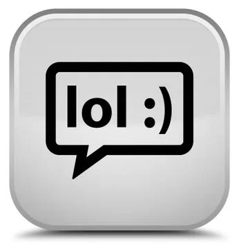 LOL bubble icon special white square button Stock Illustration