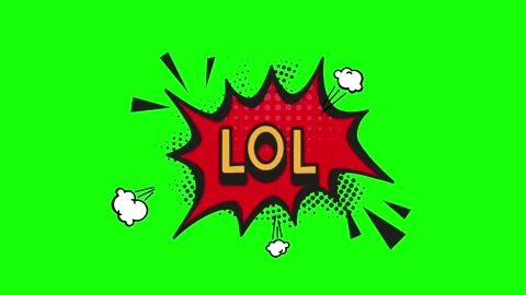 LoL comic speech bubble burst animation on green screen Stock Footage 314419550