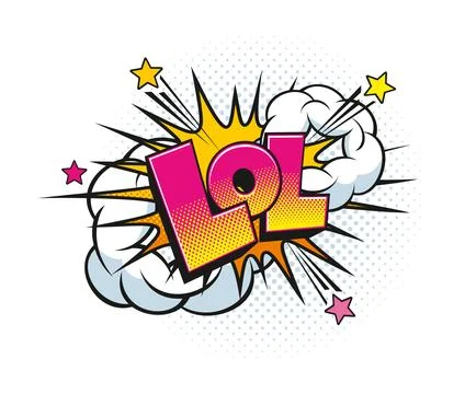 Lol comic speech bubble pop art explosion effect Stock Illustration