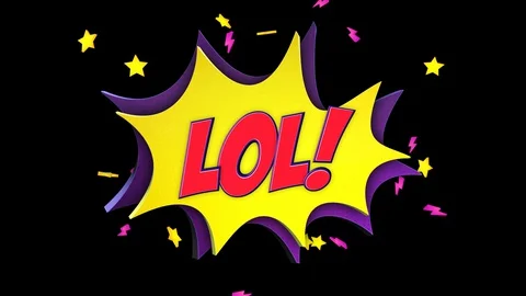 LOL Comic Text and Speech Balloon Animation, with Alpha Matte, Loop Stock Footage 130171381