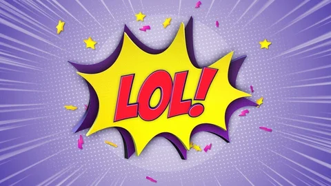LOL Comic Text and Speech Balloon Animation, with Alpha Matte, Loop Stock Footage 130171712