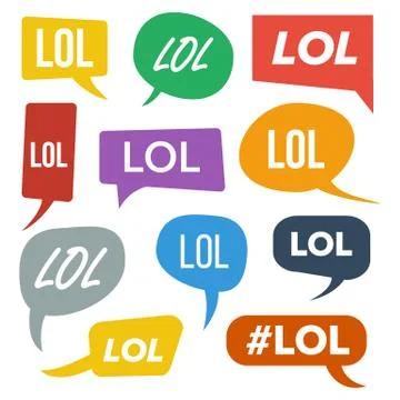 Lol Speech Bubbles Vector. Fun Symbol. Emotion. Facial Expression. Expressions Illustrazione stock