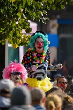 Loldiers of Odin clowns at the anti-racism rally in Helsinki, Finland Stock Photos