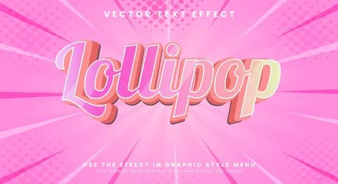 Lollipop 3D Colorful editable text effect Template Stock Illustration