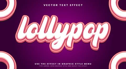 Lollipop 3D Colorful editable text effect Template Stock Illustration