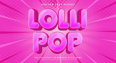 Lollipop 3D editable text effect Template Stock Illustration