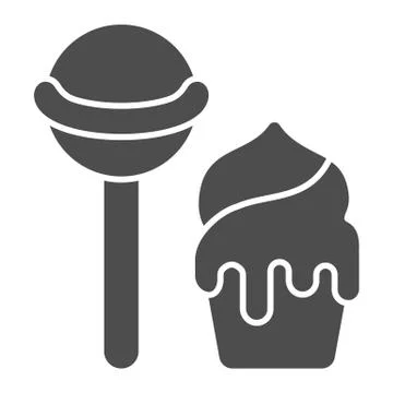 Lollipop and ice cream solid icon, sweets concept, candy and ice cream sign on 스톡 일러스트