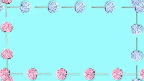 Lollipop, background, frame, template bright pastel colors Stock Footage 128781936