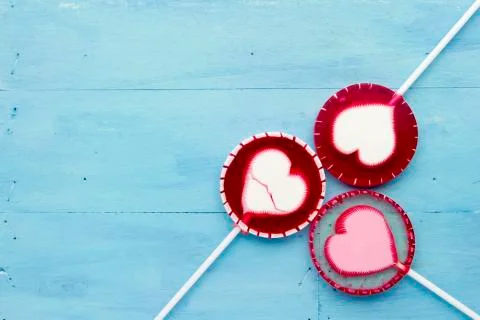Lollipop on blue Stock Photos