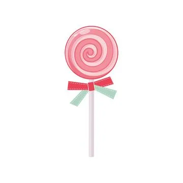 Lollipop with bow, candy symbol vector illustration Stock Illustration
