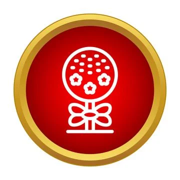 Lollipop candy with bow icon in red circle Stock Illustration